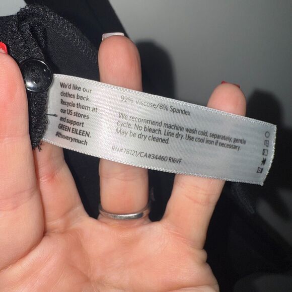 Eileen Fisher Jersey Crew Neck Long Sleeve Cardigan - Black XS - Picture 6 of 6